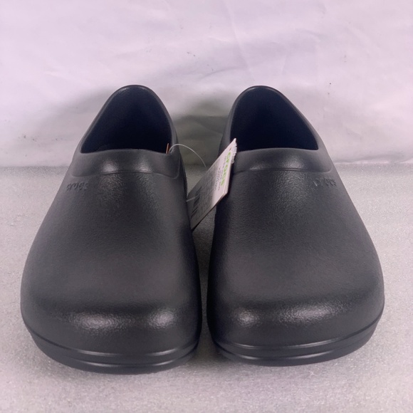 Unisex Crocs On The Clock Work Slip On Black Clogs - Picture 2 of 6